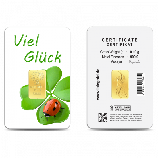 Viel Glück! Geschenkbarren 0,10 Gramm Viel Glück! Geschenkbarren 0,10 Gramm